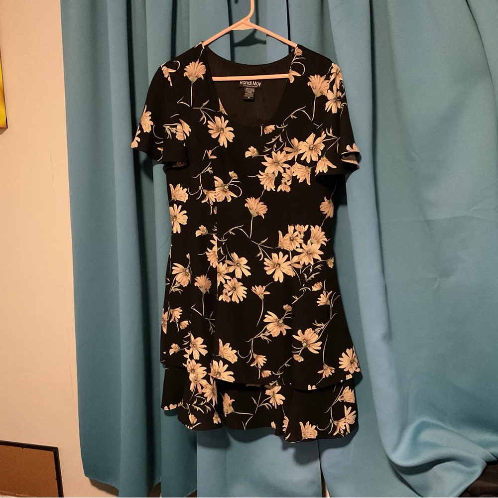 Antonio Melani Black Floral Midi Dress